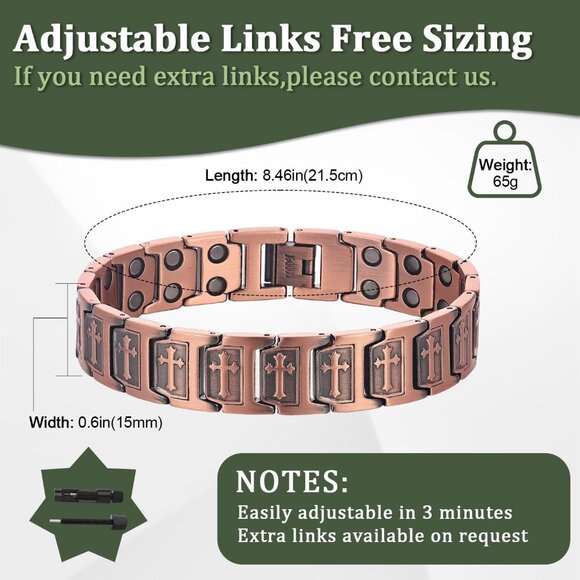 Gift-Ready Magnetic Copper Jewelry Set for Men - Cross and Celtic Knot Design - Picture 4 of 6